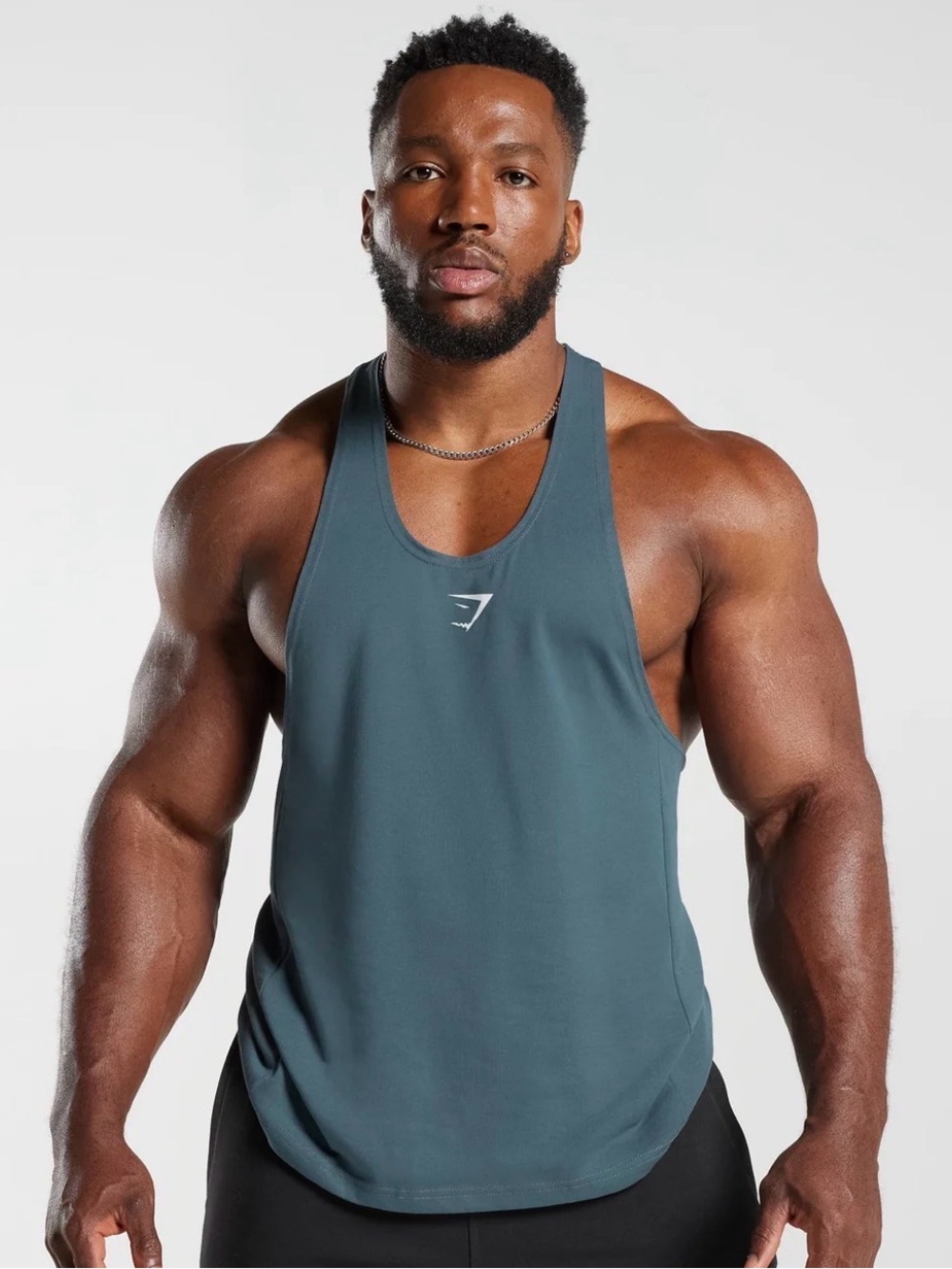 Gymshark React Stringer Tank Top Slim Fit - Blue - NWT